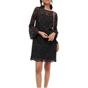J.Crew Bell Sleeve Embroidered Black Dress